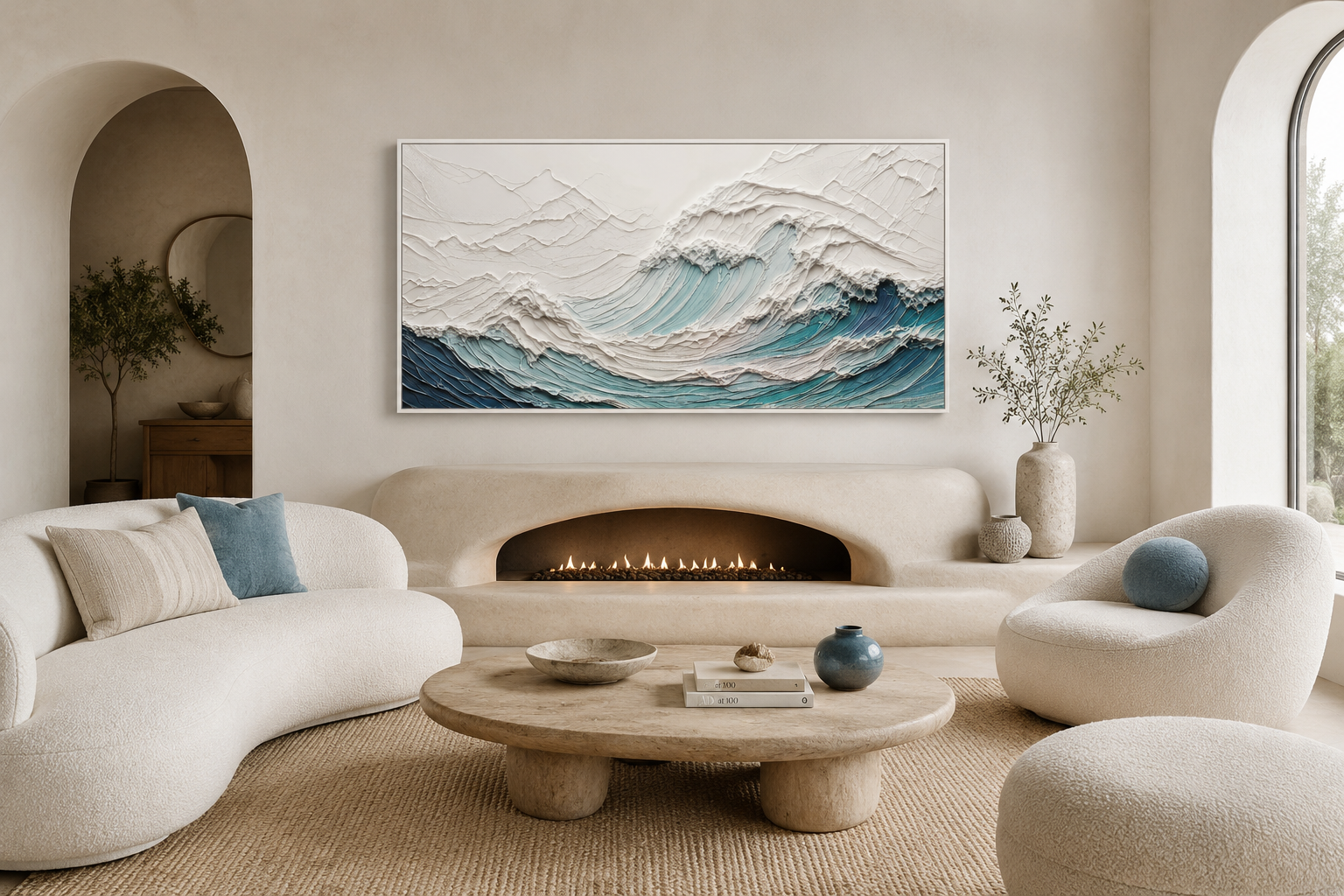 Ocean Wave Wall Art With 3 D Illusion – Teal Wave Canvas | Modern Seascape Decor