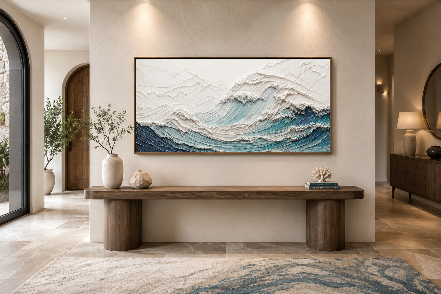 Ocean Wave Wall Art With 3 D Illusion – Teal Wave Canvas | Modern Seascape Decor