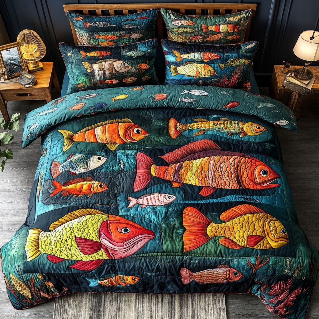 Oceanic Bliss 3-Piece Quilted Bedding Set - Single (59" x 70")