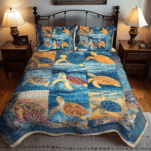 Oceanic Journey 3-Piece Quilted Bedding Set - Single (59" x 70")