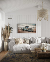 Old Blue Truck Rustic Chic Farmhouse Wall Decor Canvas Wall Art