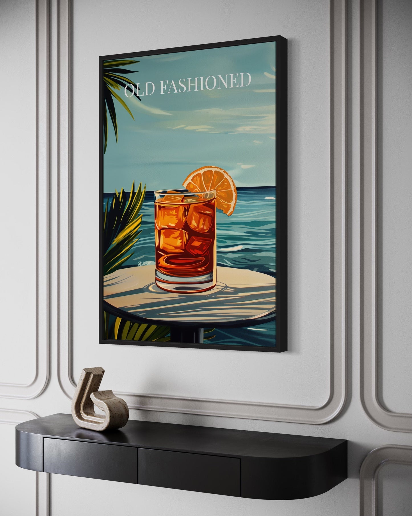 Old Fashioned Cocktail On The Beach Art Print Canvas Wall Art