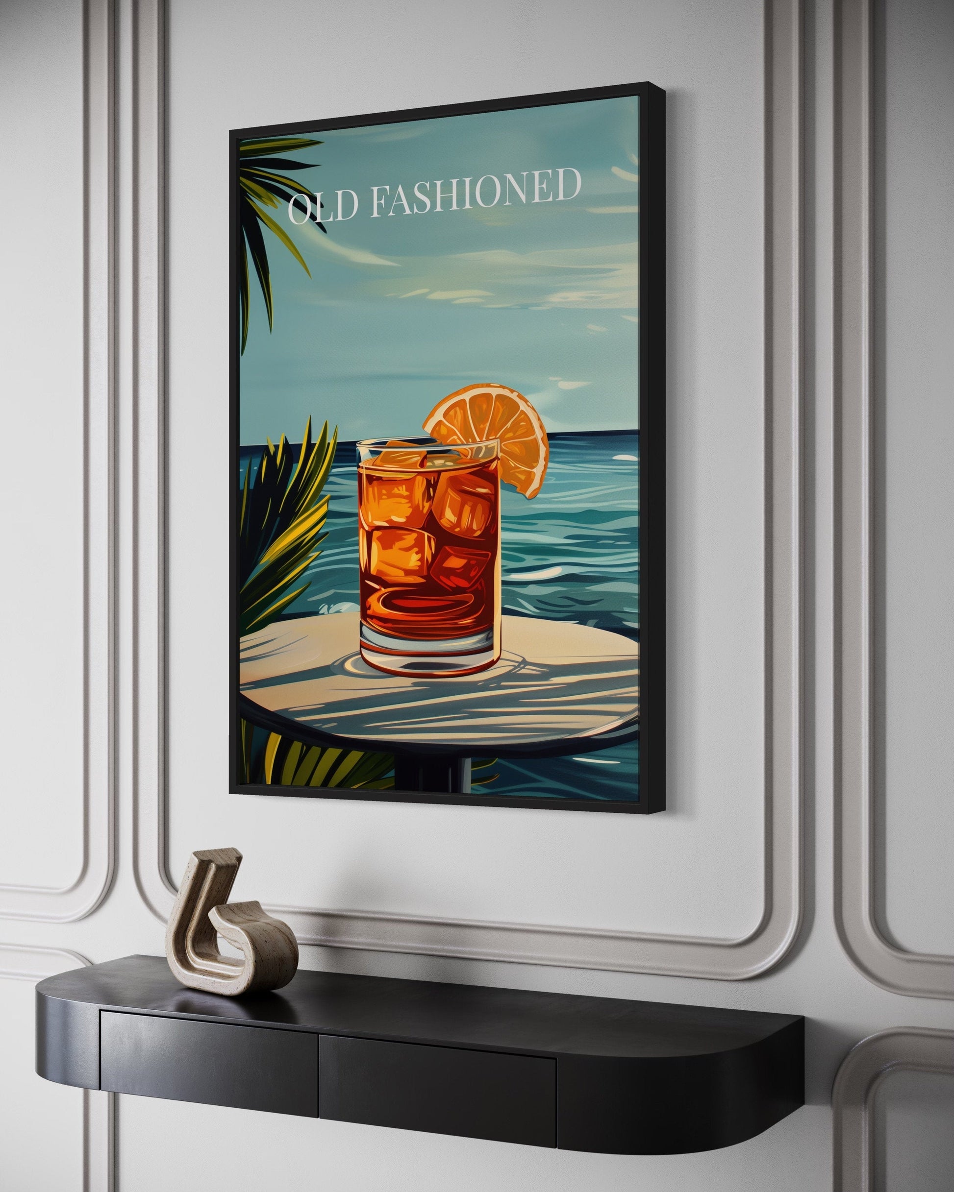 Old Fashioned Cocktail On The Beach Art Print Canvas Wall Art