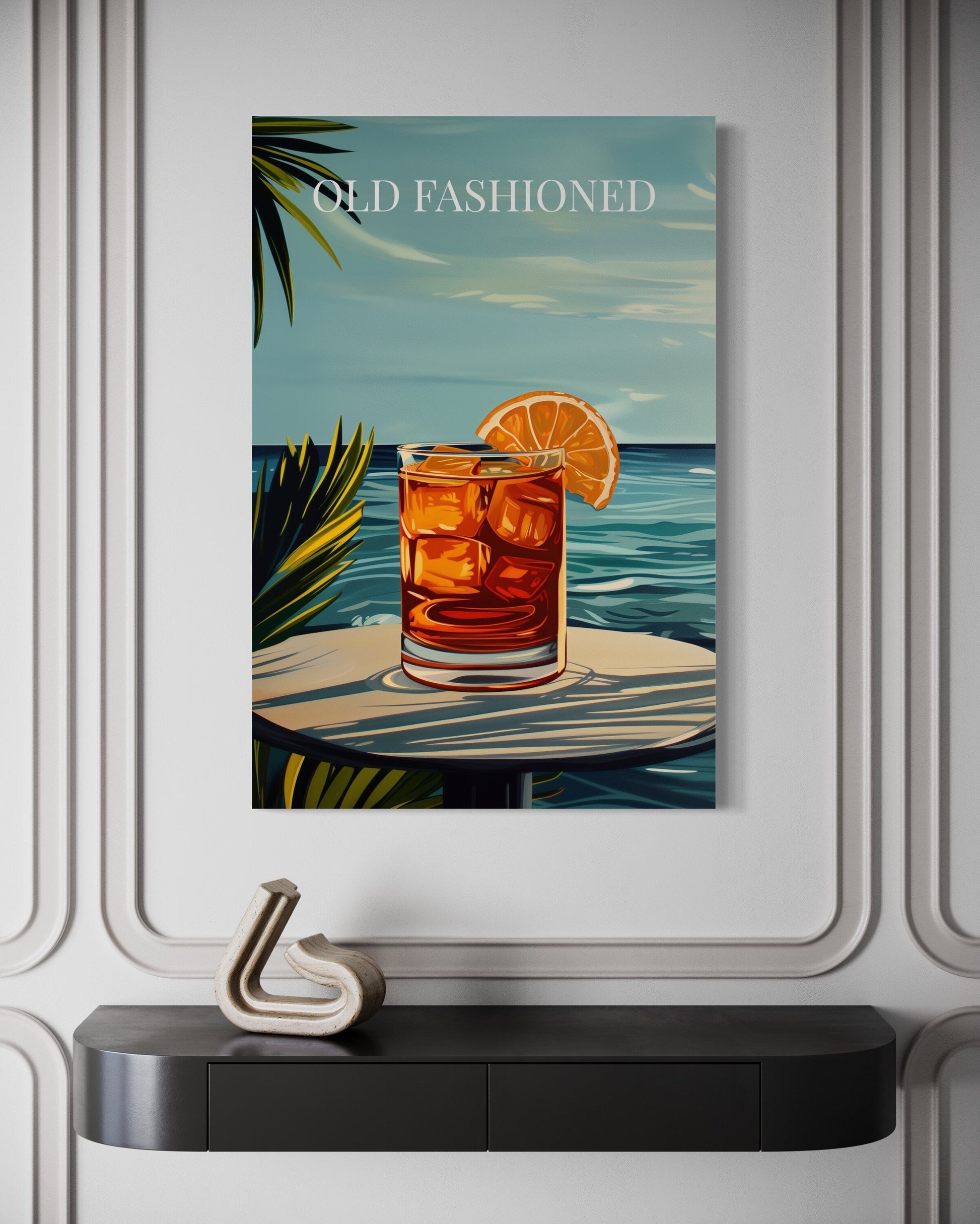Old Fashioned Cocktail On The Beach Art Print Canvas Wall Art