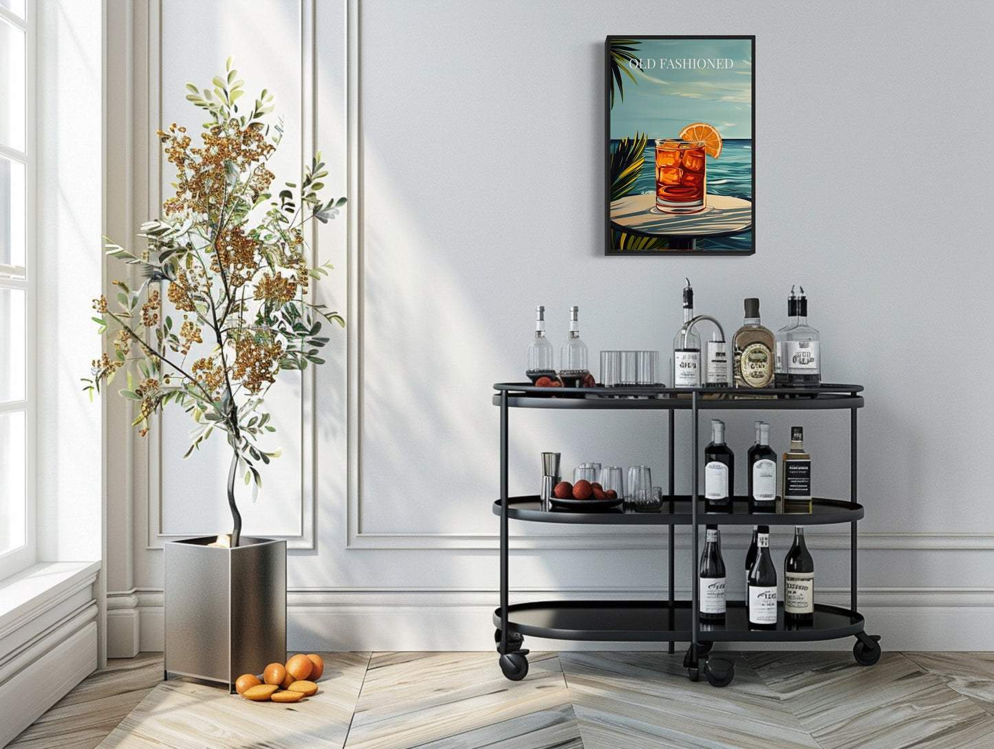 Old Fashioned Cocktail On The Beach Art Print Canvas Wall Art