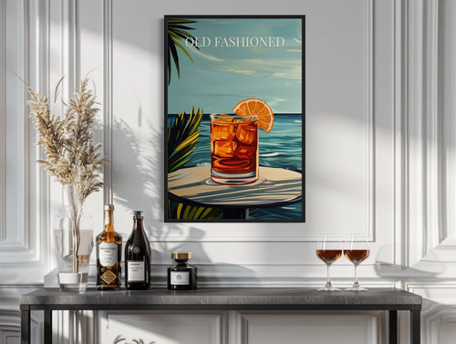 Old Fashioned Cocktail On The Beach Art Print Canvas Wall Art