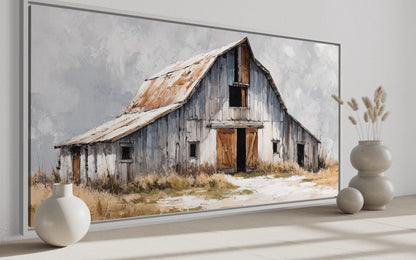 Old Grey Barn Close Up Rustic Farmhouse Canvas Wall Art