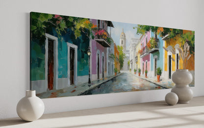 Old San Juan Street Puerto Rico Long Horizontal Wall Art