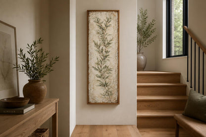 Olive Branch Wall Art - Tall Vertical Canvas | Tuscan Farmhouse Decor for Living Room