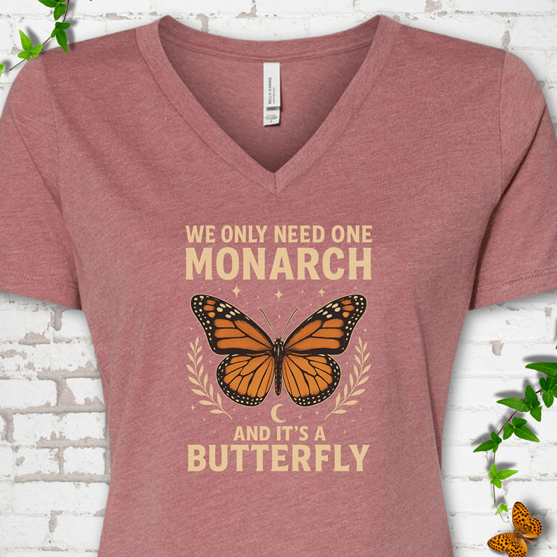 One Monarch Butterfly V-Neck T-Shirt