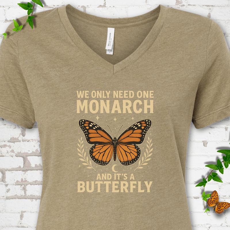 One Monarch Butterfly V-Neck T-Shirt