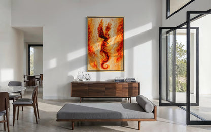 Orange Gold Phoenix Canvas Wall Art
