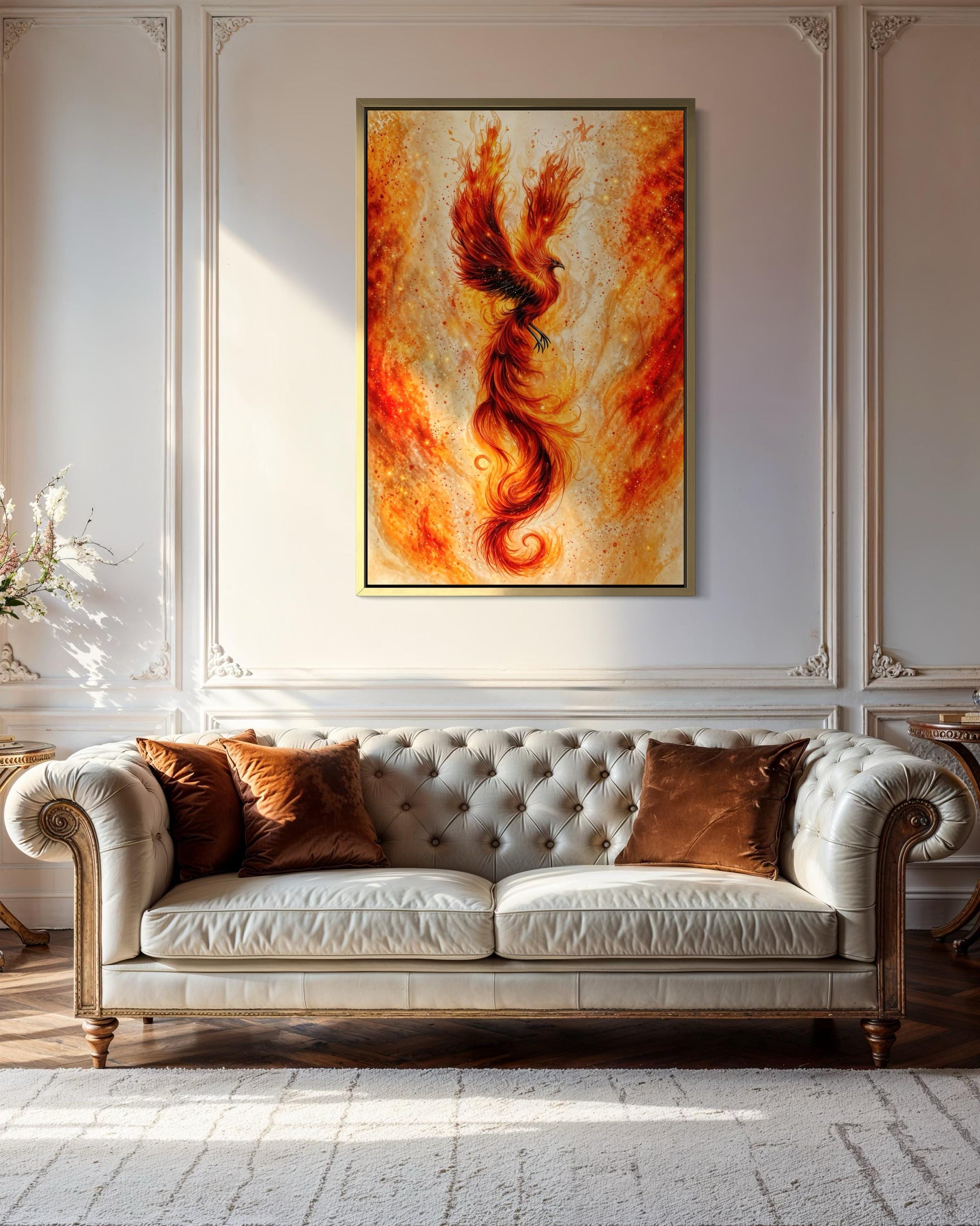 Orange Gold Phoenix Canvas Wall Art