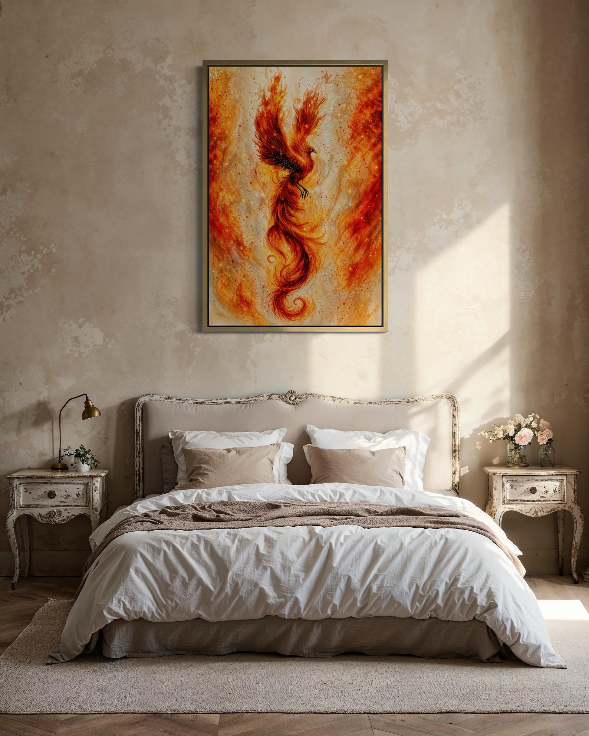 Orange Gold Phoenix Canvas Wall Art