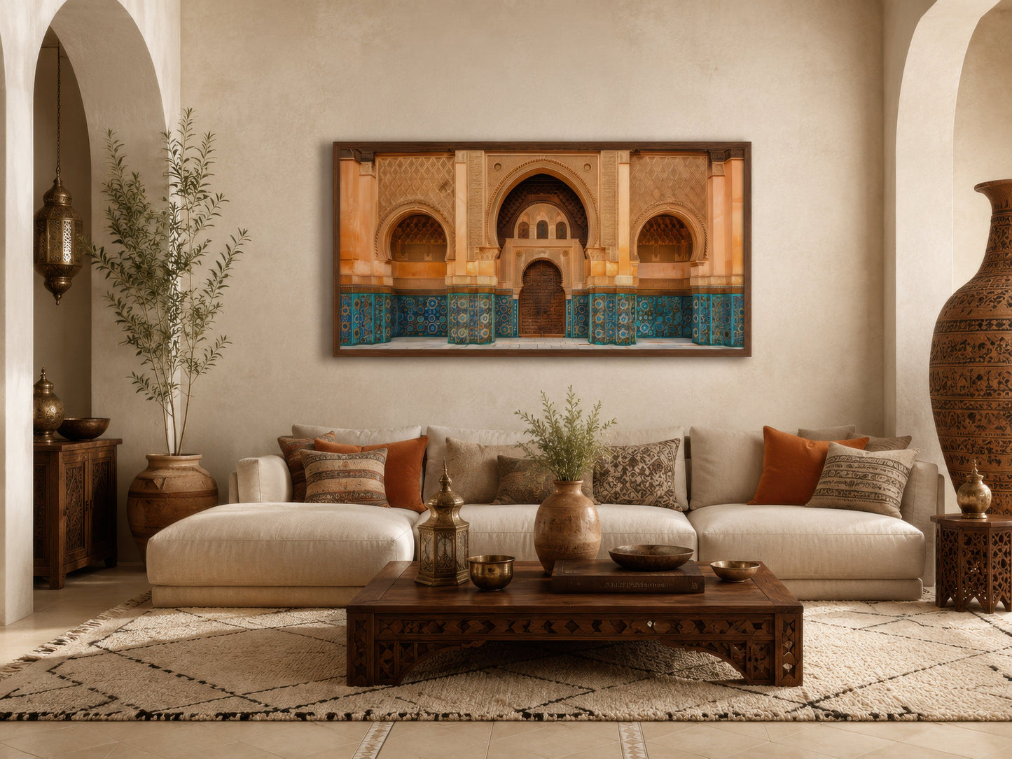 Moorish Architecture Moroccan Framed Canvas Wall Art