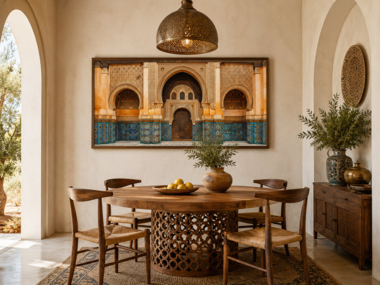 Moorish Architecture Moroccan Framed Canvas Wall Art