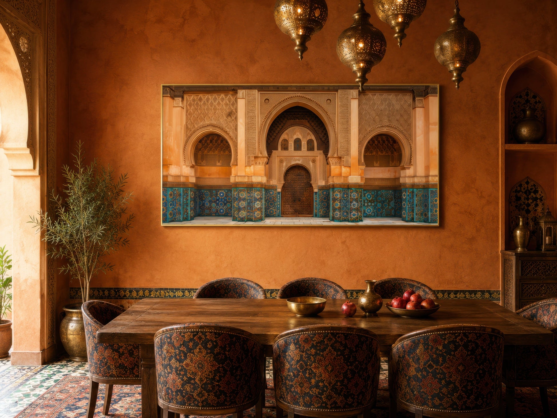 Moorish Architecture Moroccan Framed Canvas Wall Art