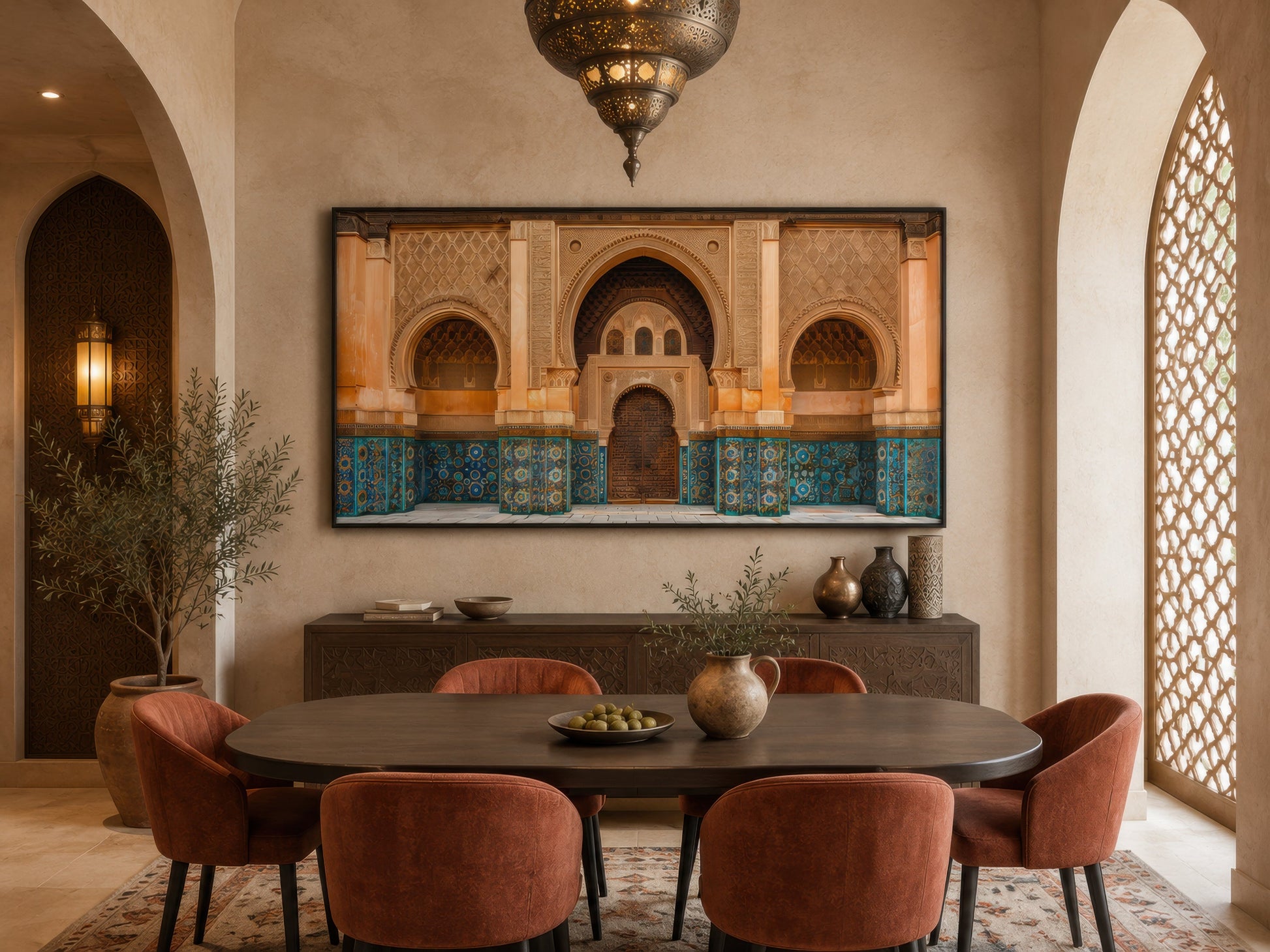 Moorish Architecture Moroccan Framed Canvas Wall Art