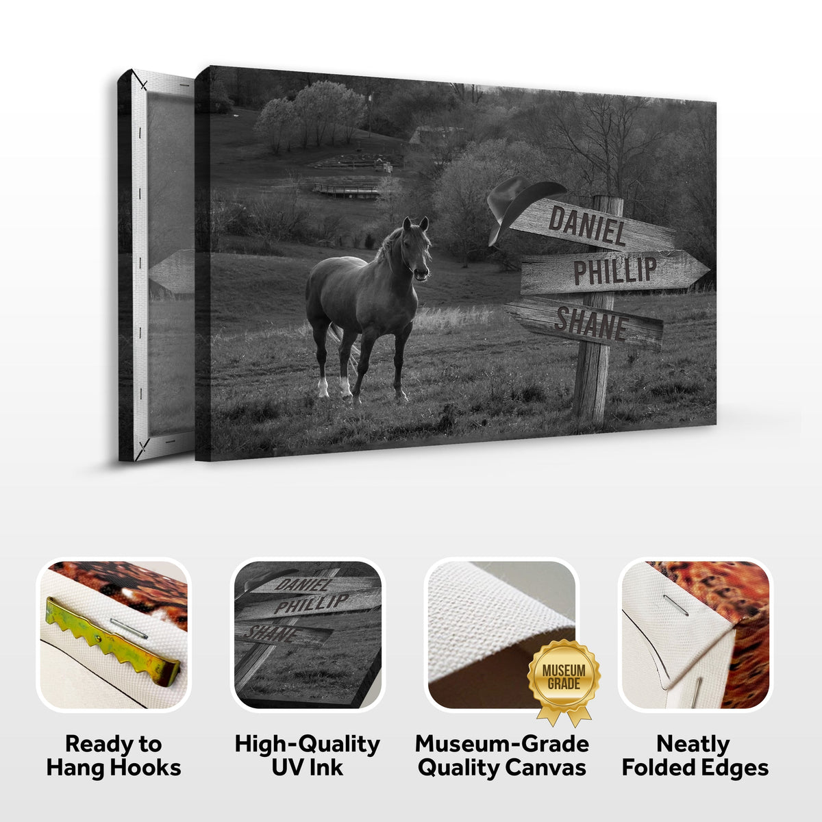 Monochrome Horse Name Sign