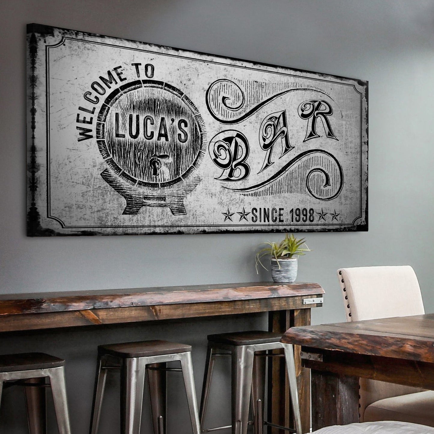 Bar Sign - 20"x10", Style 1 - canvas