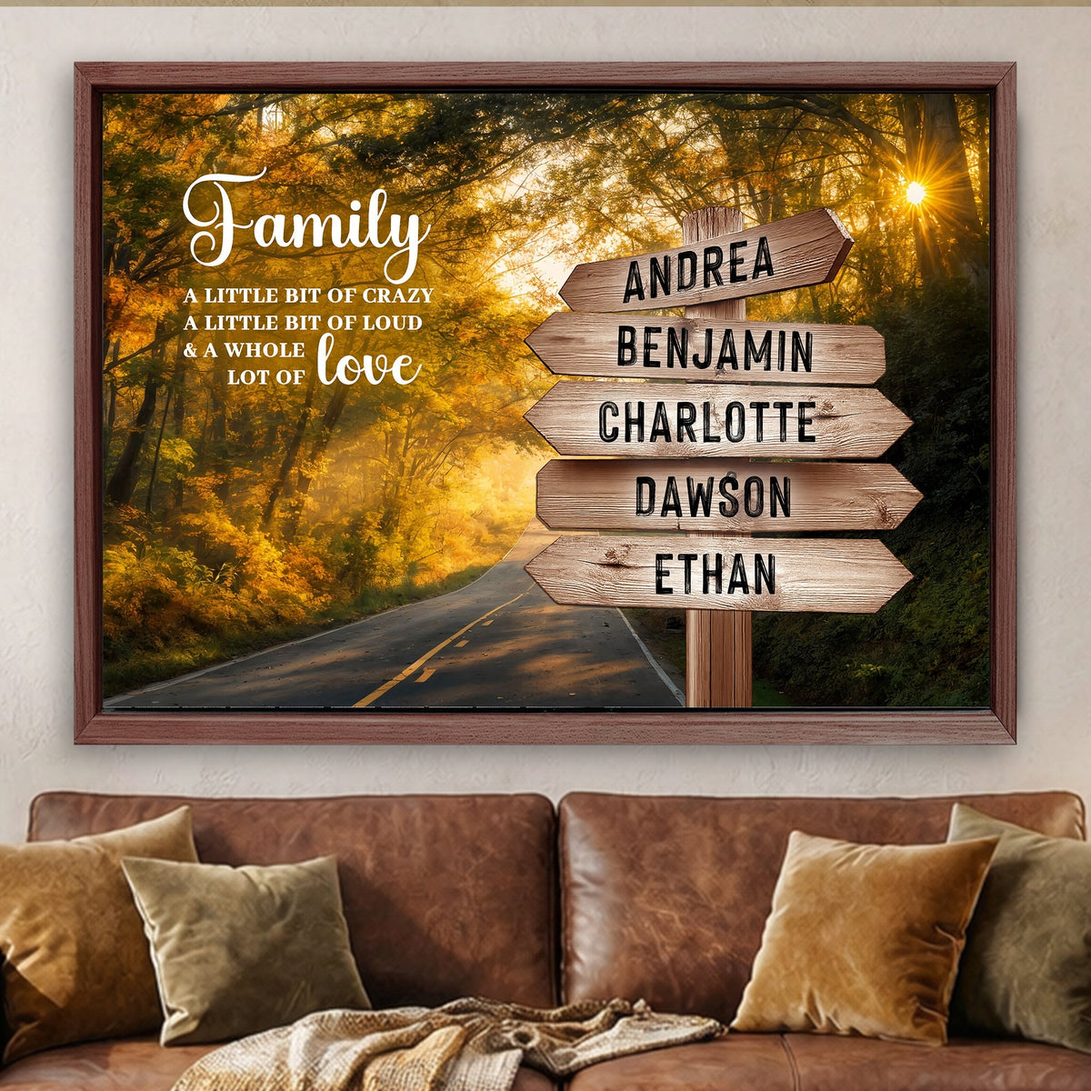 Family Whole Lot Of Love Autumn Road Wall Sign