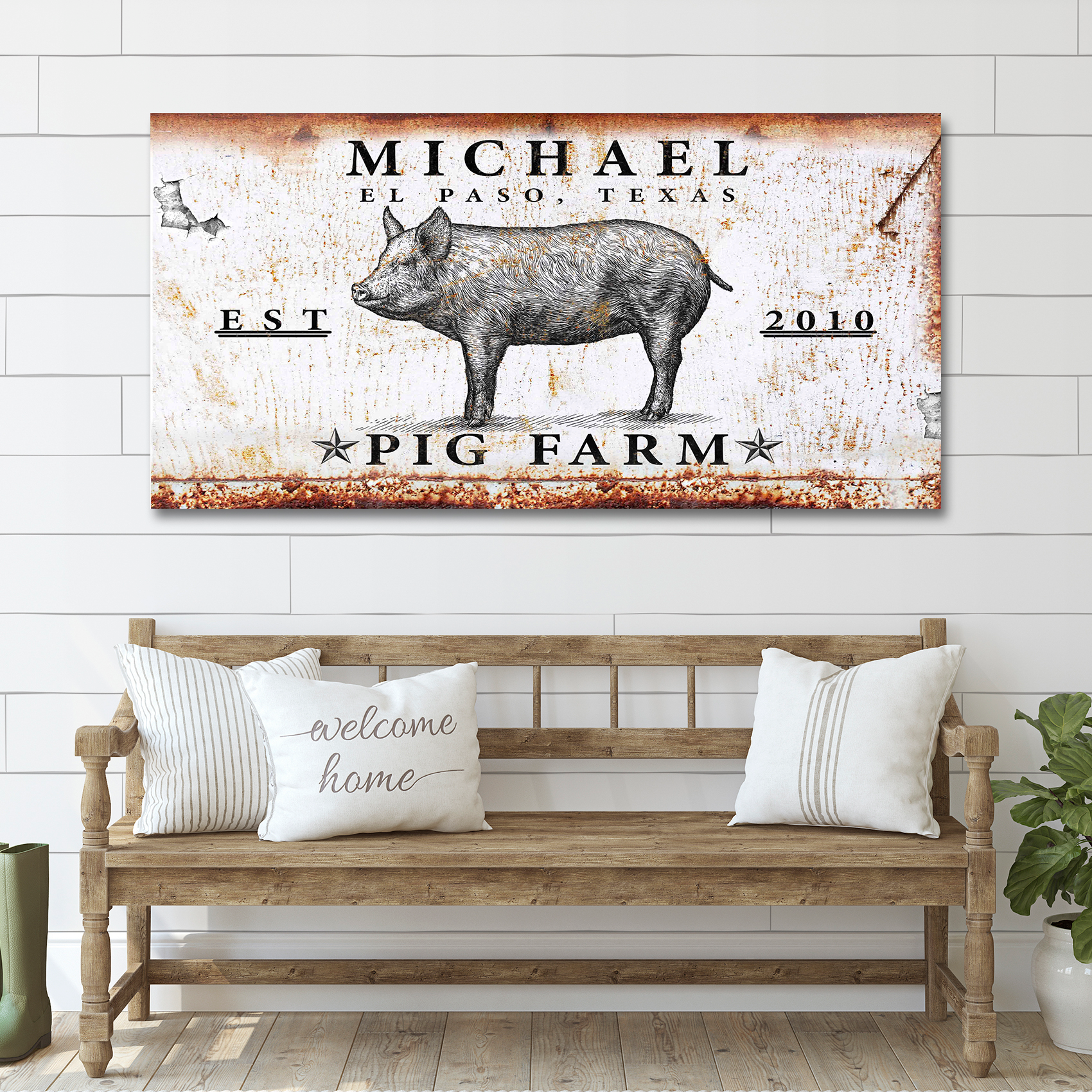 Pig Farm Sign - Style 1 - canvas