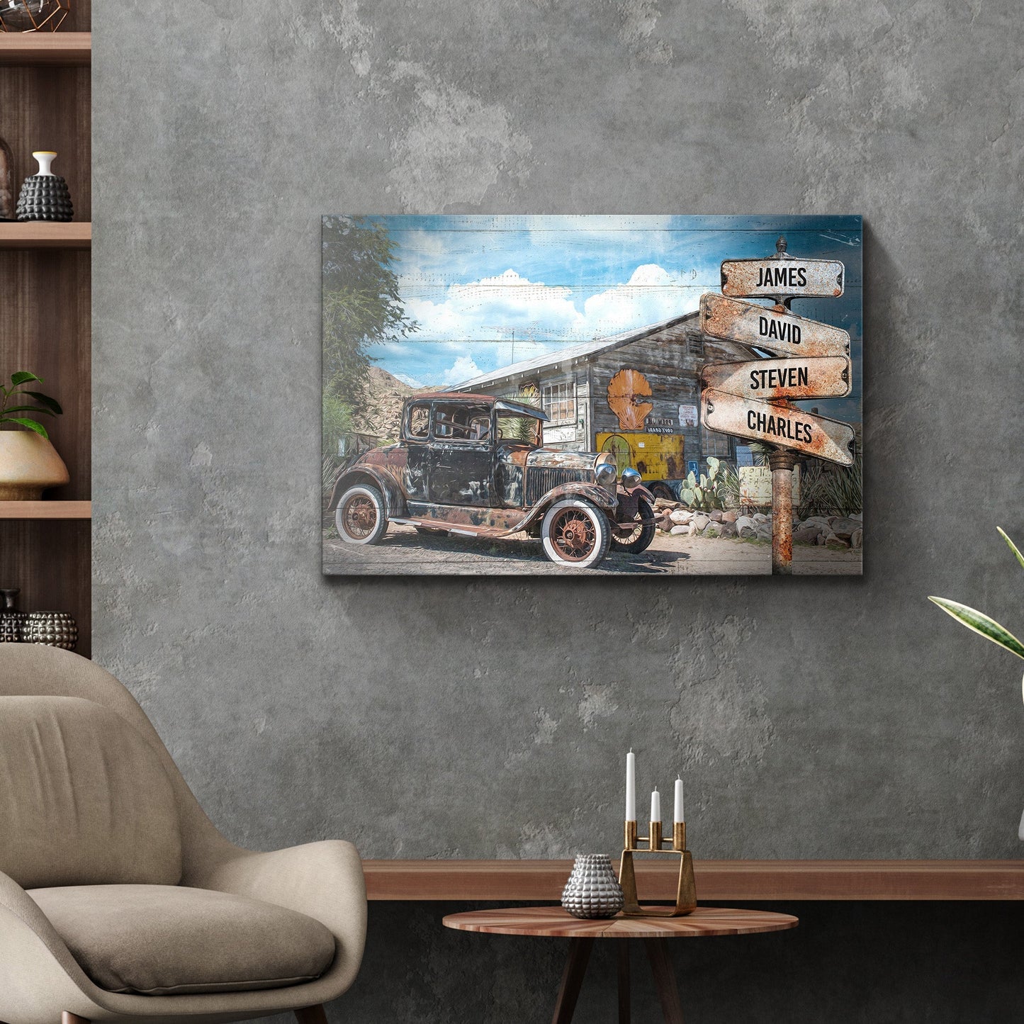 Vintage Car Family Name Sign