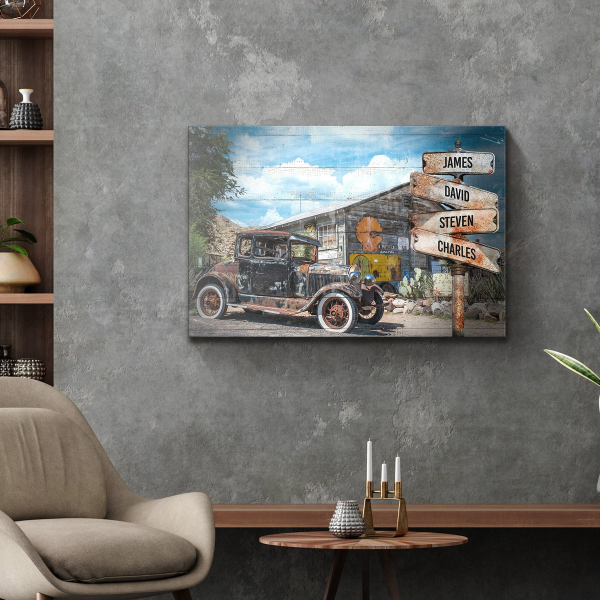 Vintage Car Family Name Sign