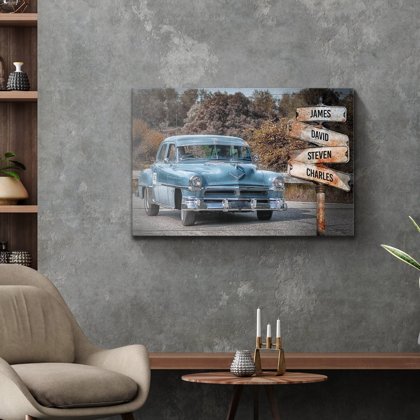 Vintage Car Family Name Sign