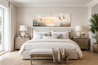 Pampas Grass On The Beach Coastal Horizontal Above Bed Wall Art
