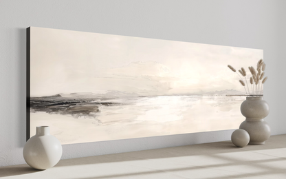 Panoramic Coastal Landscape Neutral Bedroom Framed Canvas Wall Art
