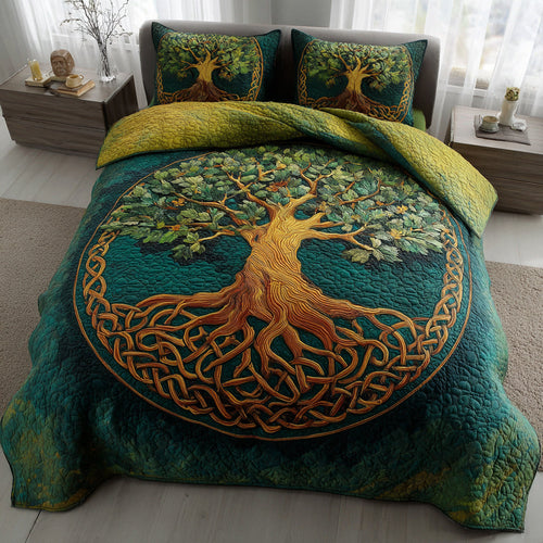 Paradise Tree of Life 3-Piece Quilted Bedding Set - Single (59" x 70")