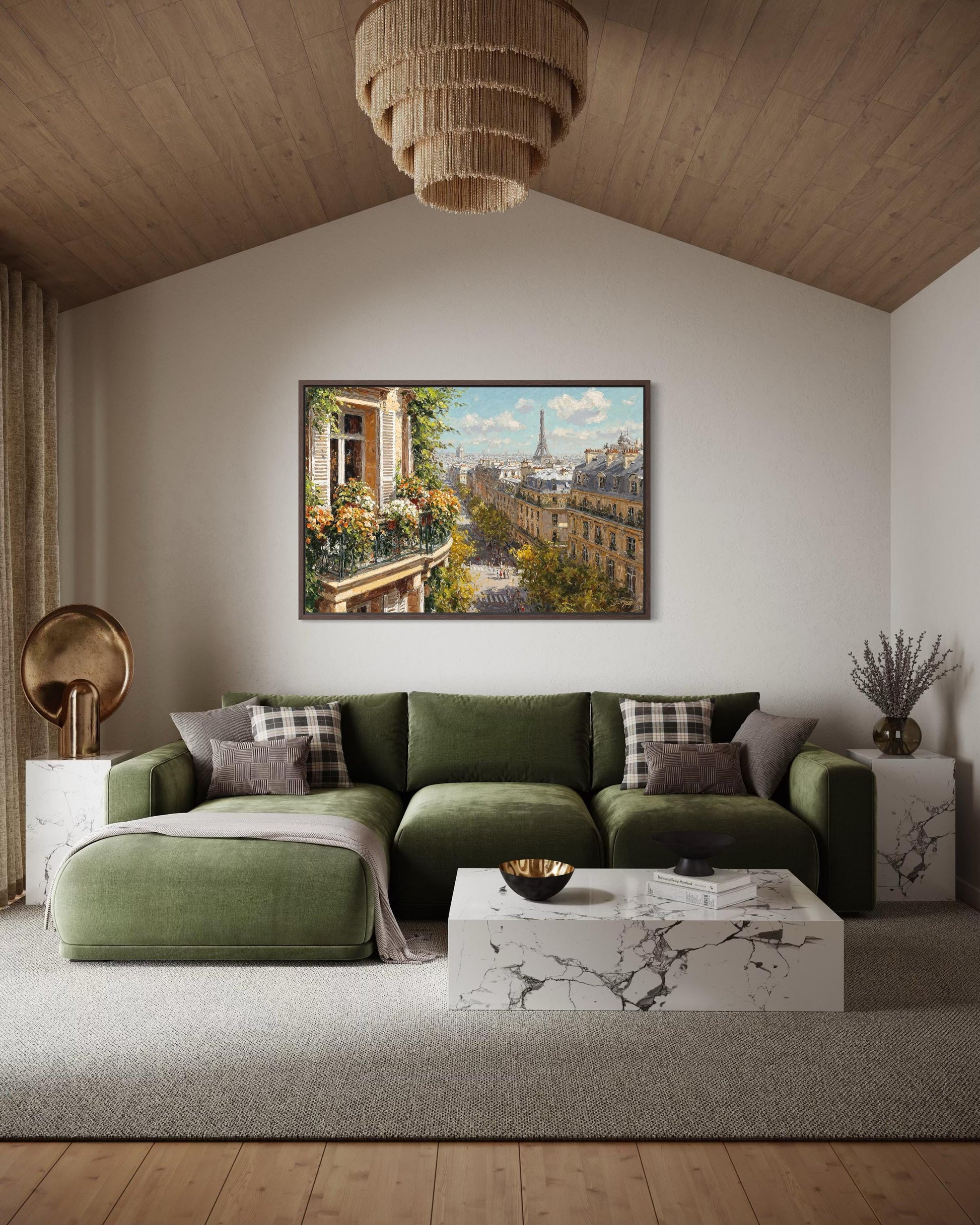 Paris Balcony View with Eiffel Tower Canvas Wall Art