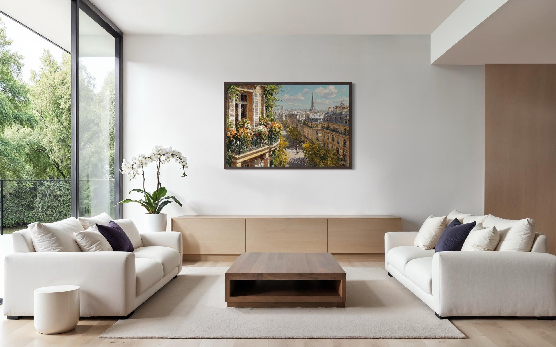 Paris Balcony View with Eiffel Tower Canvas Wall Art