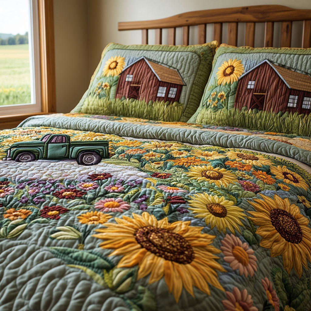 Pastoral Haven 3-Piece Quilted Bedding Set - Single (59" x 70")