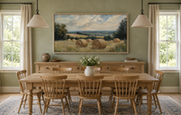 Pastoral Hay Field Framed Canvas Wall Art For Farmhouse Decor