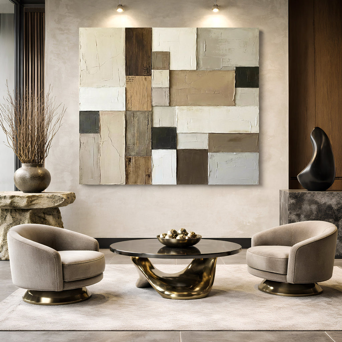 Neutral Grid Patchwork Wall Art II