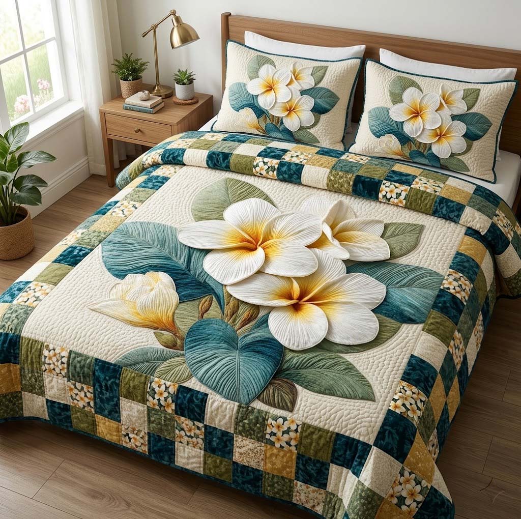 Patchwork Bloom 3-Piece Quilted Bedding Set - Single (59" x 70")