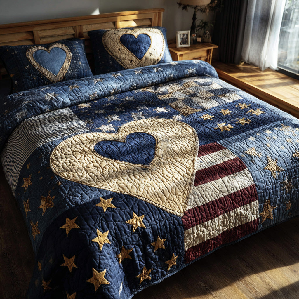 Patriot Heart Spirit 3-Piece Quilted Bedding Set - Single (59" x 70")