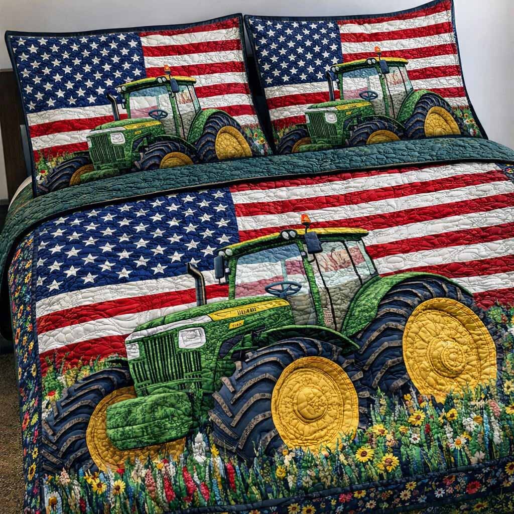 Patriot Tractor 3-Piece Quilted Bedding Set - Single (59" x 70")