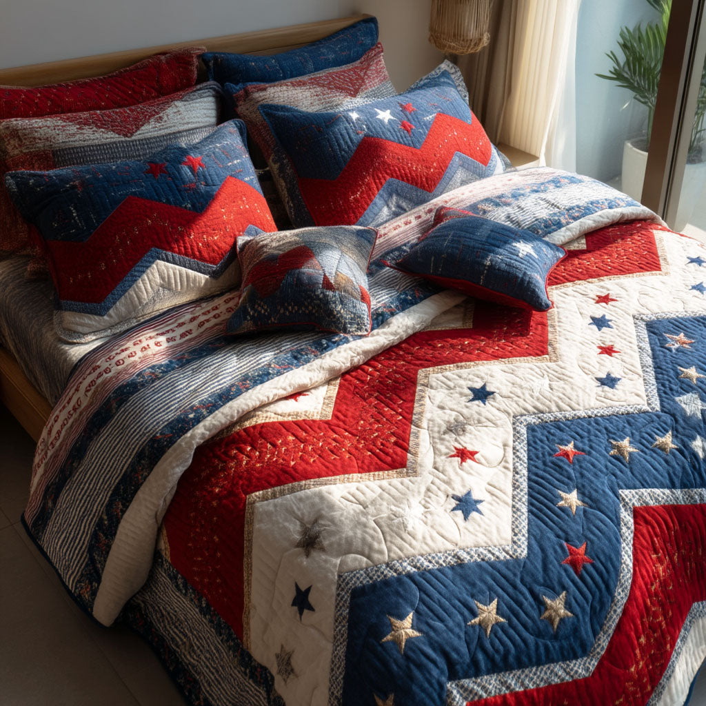 Patriotic Comfort 3-Piece Quilted Bedding Set - Single (59" x 70")