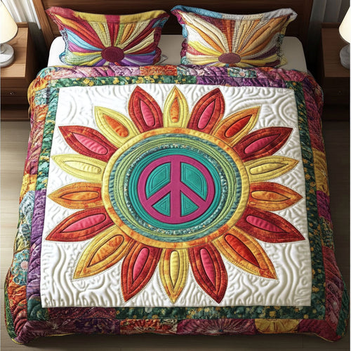 Peaceful Sunflower 3-Piece Quilted Bedding Set - Single (59" x 70")