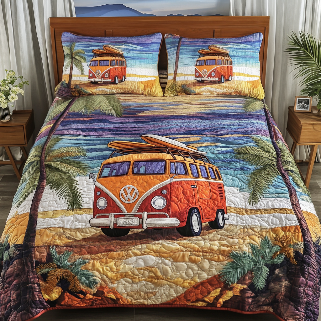 Peaceful Drive 3-Piece Quilted Bedding Set - Single (59" x 70")