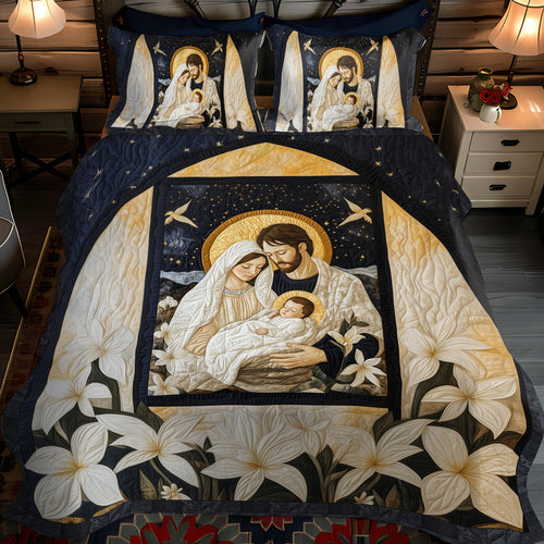 Peaceful Nativity Scene 3-Piece Quilted Bedding Set - Single (59" x 70")