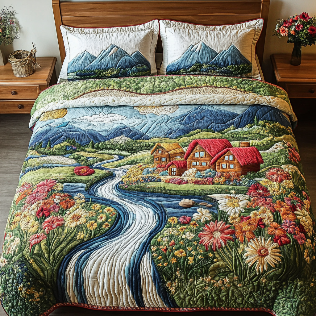 Peaceful Retreat 3-Piece Quilted Bedding Set - Single (59" x 70")