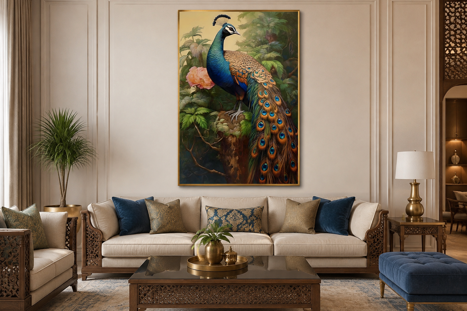 Chinese Peacock Framed Canvas Wall Art