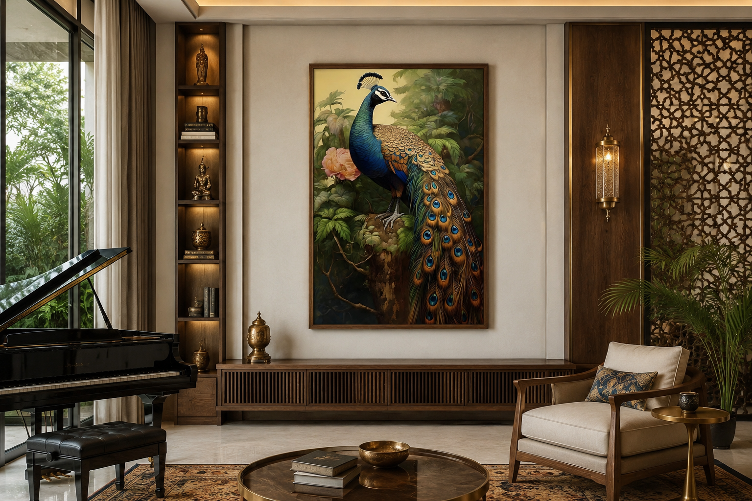 Chinese Peacock Framed Canvas Wall Art