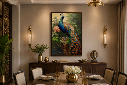 Chinese Peacock Framed Canvas Wall Art