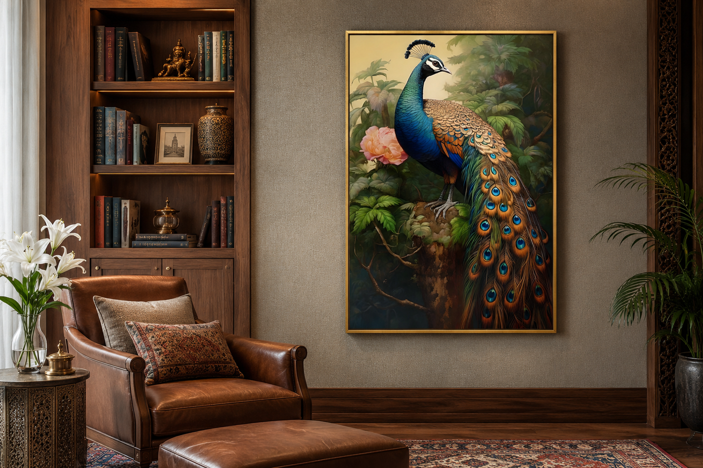 Chinese Peacock Framed Canvas Wall Art