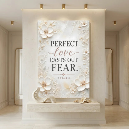 Decorative wall art with floral design and inspirational quote in a room setting.